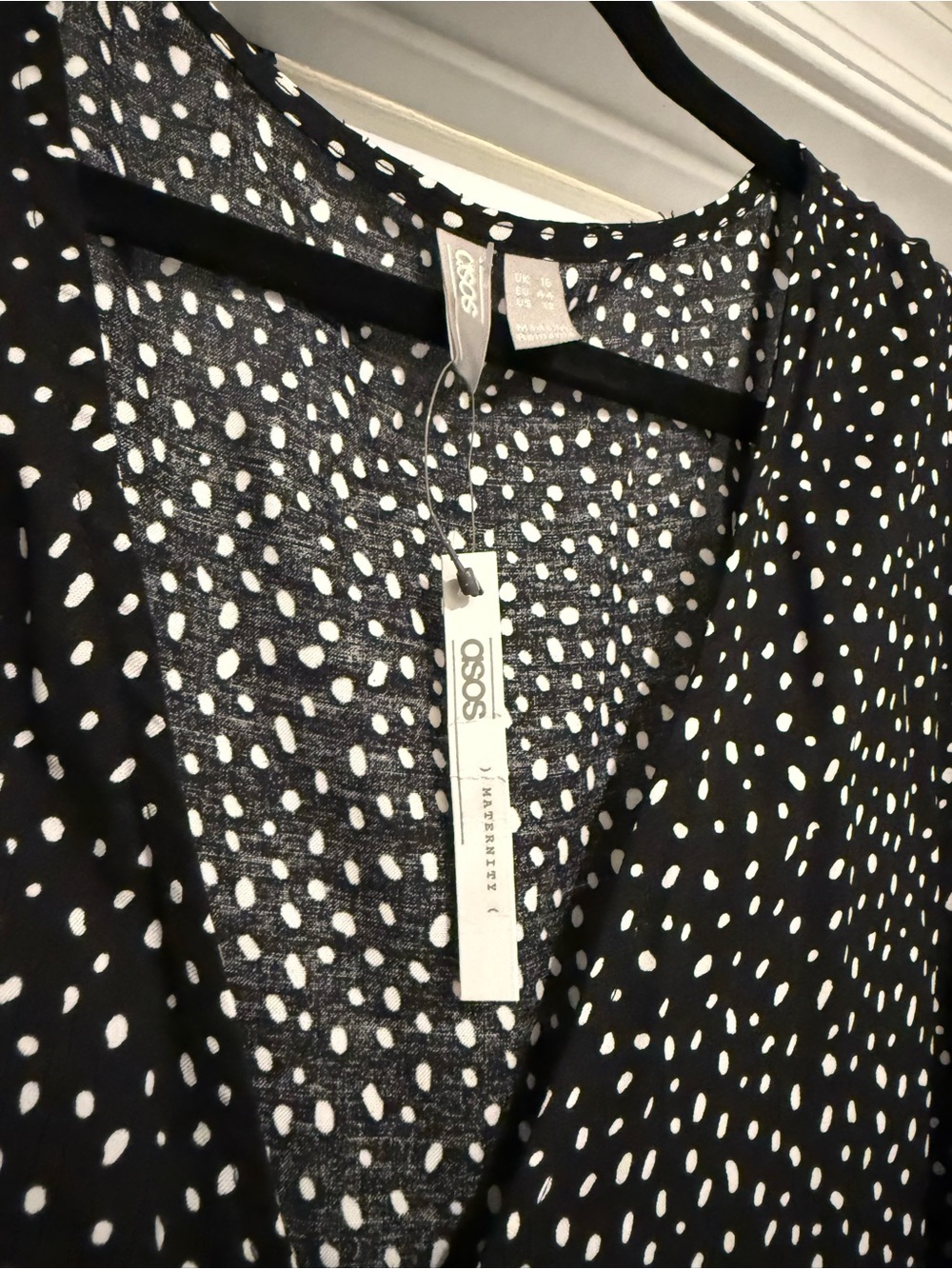 ASOS Black Polka-Dot Wrap Midi Dress - Picture 4 of 4